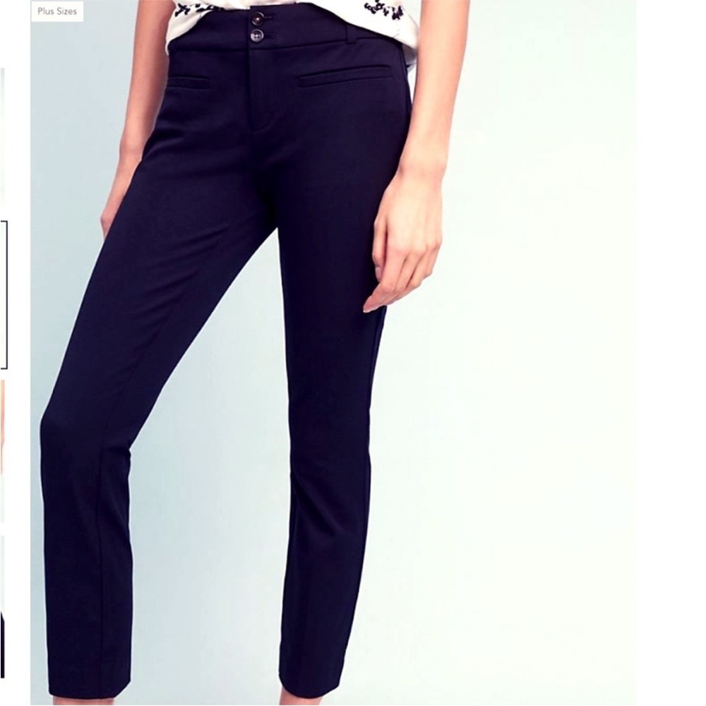 Anthropologie The Essential Slim Navy Trouser Pants, Business Casual, Skinny Leg